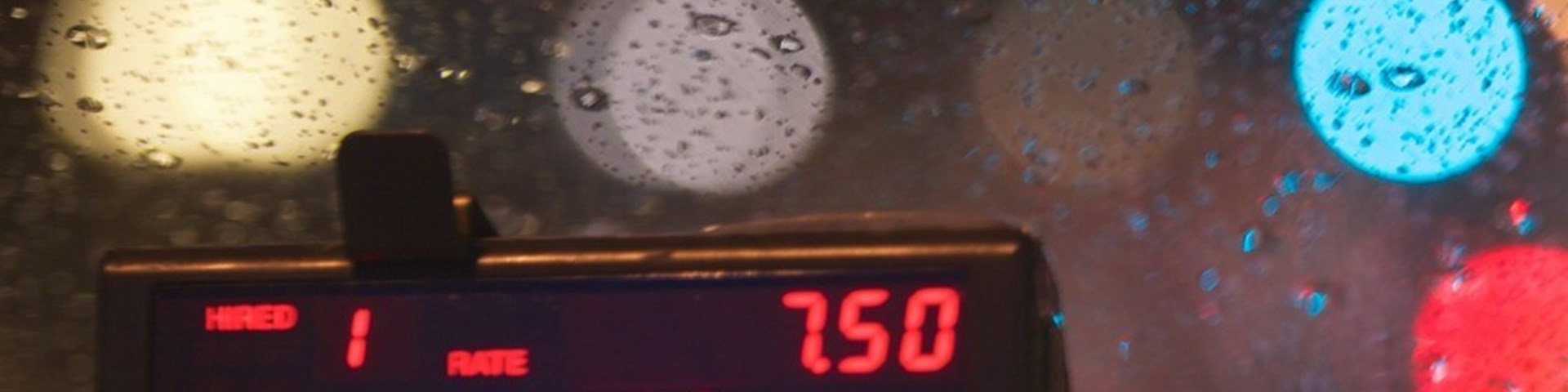 Taxi Meter inside cab showing passenger how much the fare will be